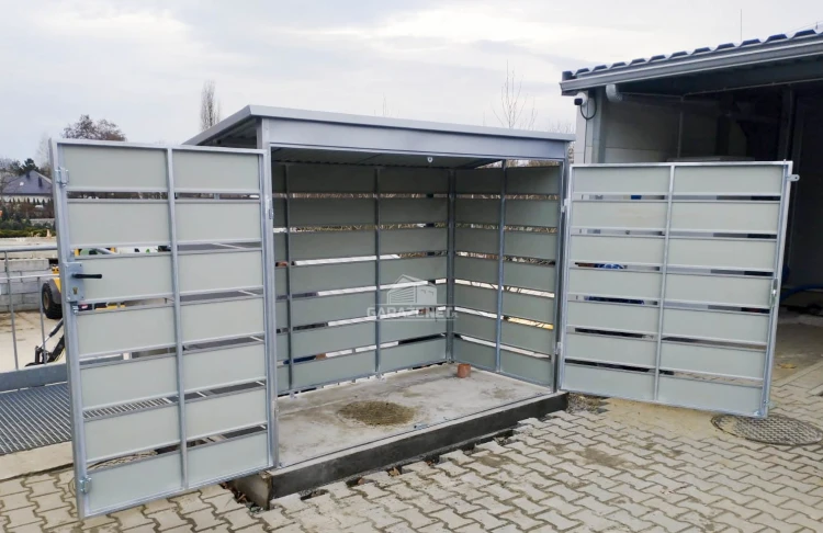 garazenet.pl Wiata śmietnikowa spad tył 2,4x1,2m Srebrny Schowek ogrodowy  GP283 ID510 TS585 (5).jpg
